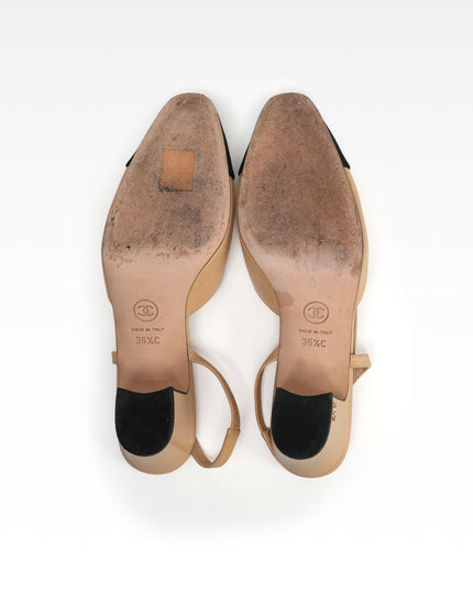 COCO MARK LEATHER STRAP PUMPS LADIES BLACK X BEIGE (36.5C)