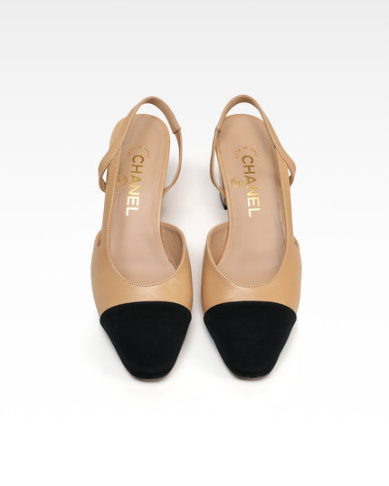 COCO MARK LEATHER STRAP PUMPS LADIES BLACK X BEIGE (36.5C)
