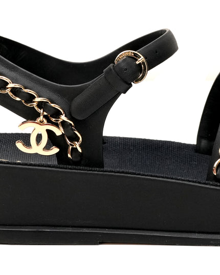 COCO LOGO SANDALS BLACK W/ CHAIN SIZE 37C (THICK BOTTOM)