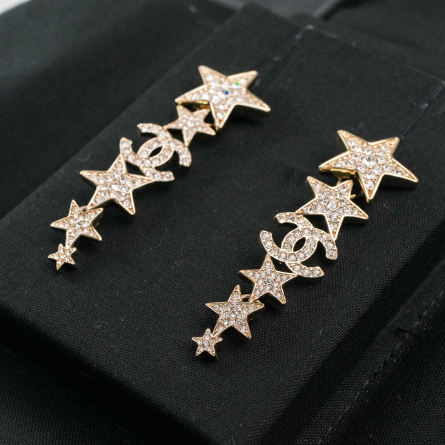 CC EARRINGS B23C STARS DIAMOND LONG