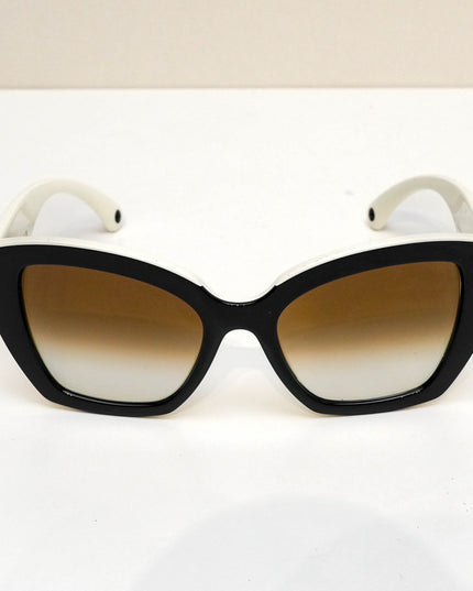 BUTTERFLY SUNGLASSES NYLON BLACK WHITE FRAME BEIGE GRADIENT LENSES