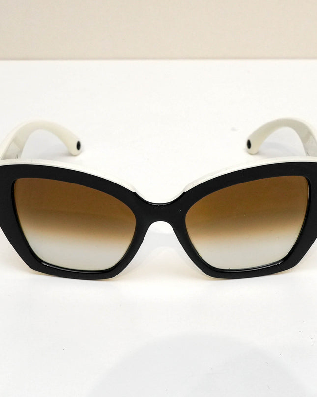 BUTTERFLY SUNGLASSES NYLON BLACK WHITE FRAME BEIGE GRADIENT LENSES