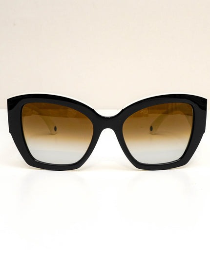 BUTTERFLY SUNGLASSES NYLON BLACK WHITE FRAME BEIGE GRADIENT LENSES