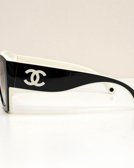 BUTTERFLY SUNGLASSES NYLON BLACK WHITE FRAME BEIGE GRADIENT LENSES