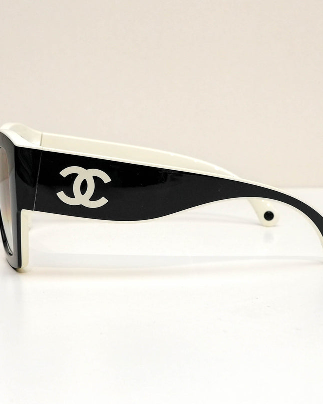 BUTTERFLY SUNGLASSES NYLON BLACK WHITE FRAME BEIGE GRADIENT LENSES