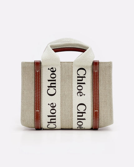 WOODY MINI BEIGE x BROWN HANDBAG CANVAS x LEATHER
