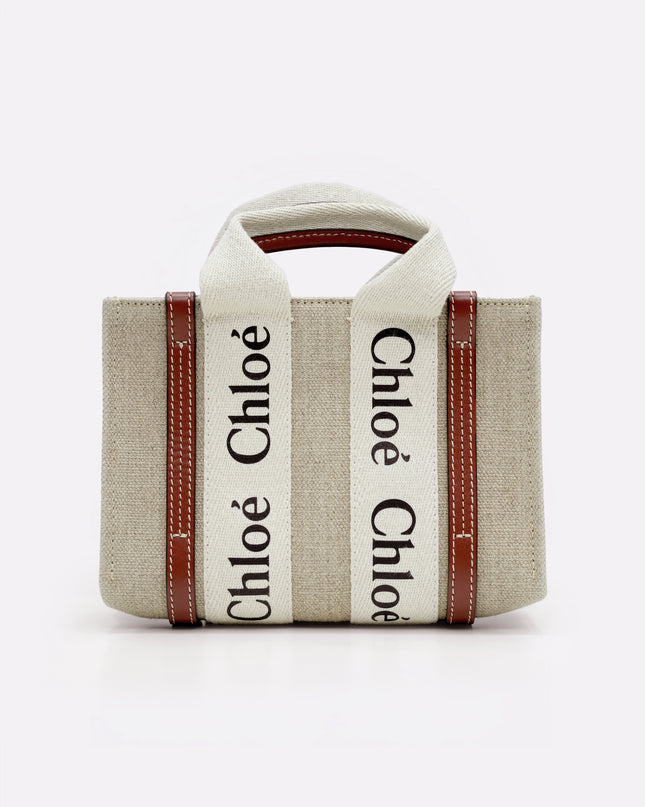 WOODY MINI BEIGE x BROWN HANDBAG CANVAS x LEATHER