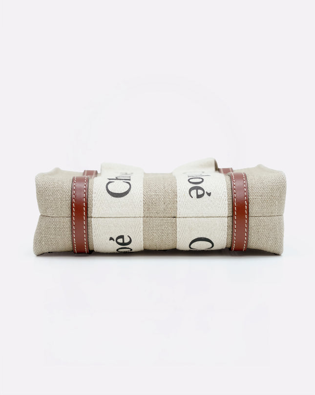 WOODY MINI BEIGE x BROWN HANDBAG CANVAS x LEATHER