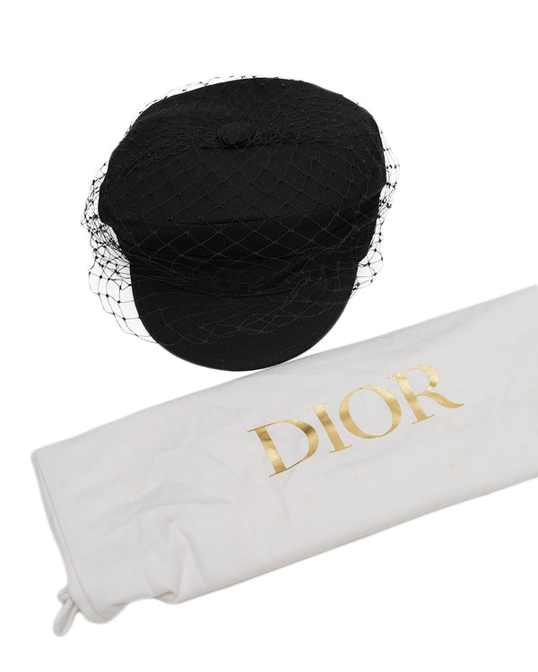 Christian Dior Arty Cap with Veil Black