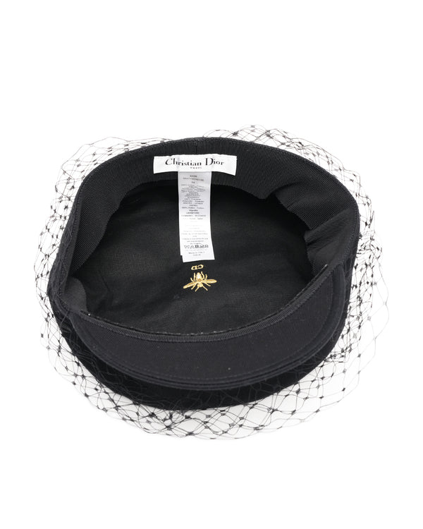 Christian Dior Arty Cap with Veil Black