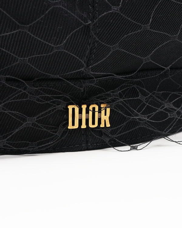 Christian Dior Arty Cap with Veil Black