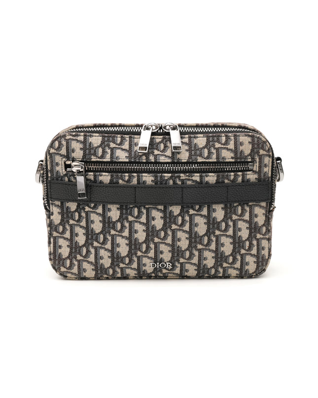 HOMME OBLIQUE SAFARI BEIGE X NAVY SHOULDER BAG