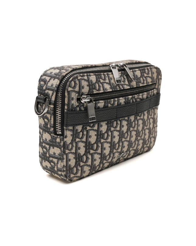 HOMME OBLIQUE SAFARI BEIGE X NAVY SHOULDER BAG