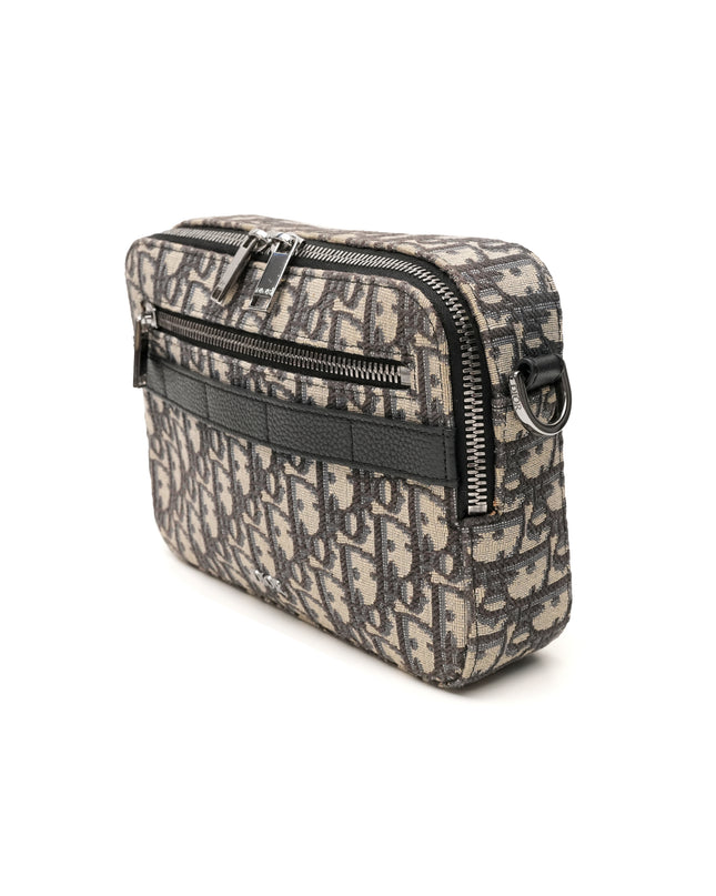 HOMME OBLIQUE SAFARI BEIGE X NAVY SHOULDER BAG