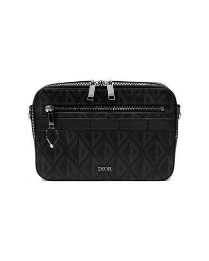 HOMME SAFARI CD DIAMOND PRINT SHOULDER BAG BLACK