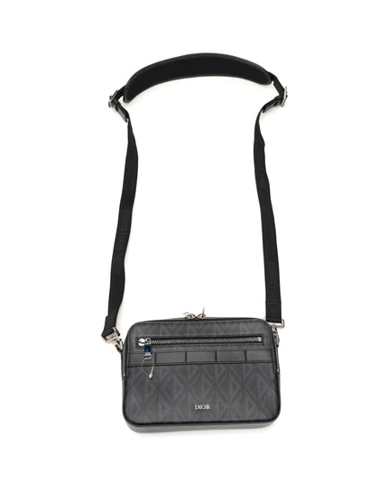 HOMME SAFARI CD DIAMOND PRINT SHOULDER BAG BLACK