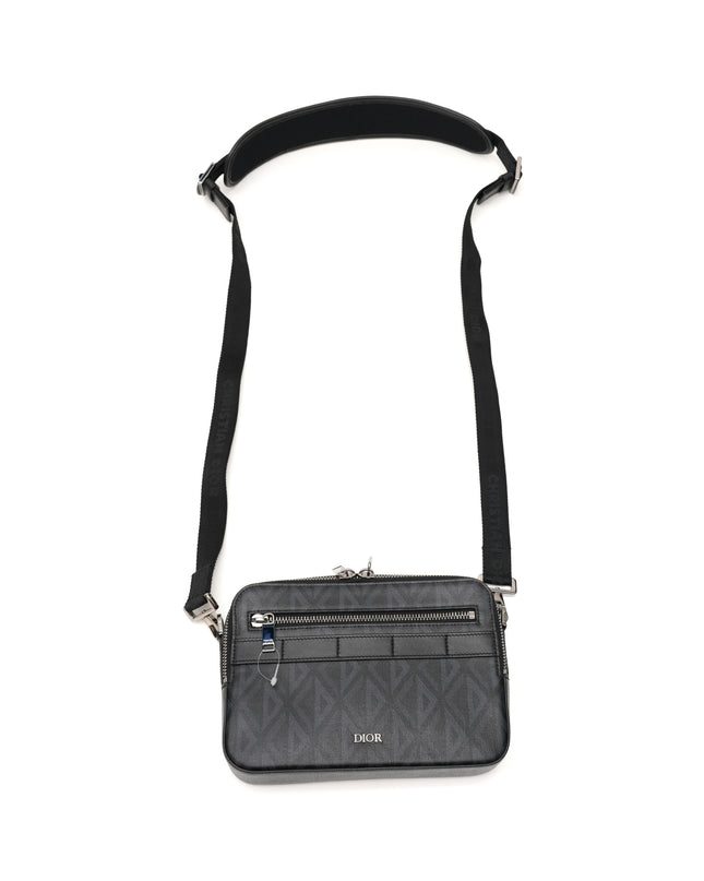 HOMME SAFARI CD DIAMOND PRINT SHOULDER BAG BLACK