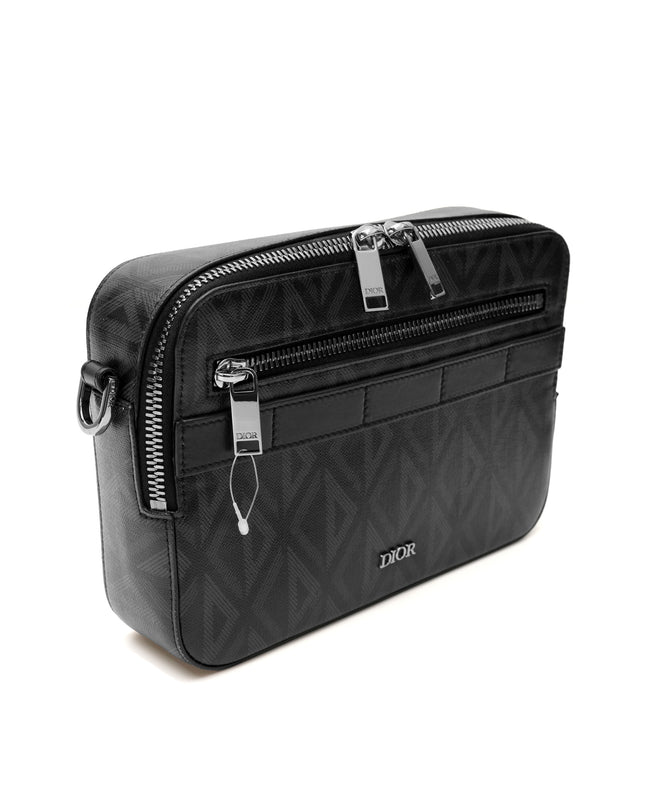 HOMME SAFARI CD DIAMOND PRINT SHOULDER BAG BLACK