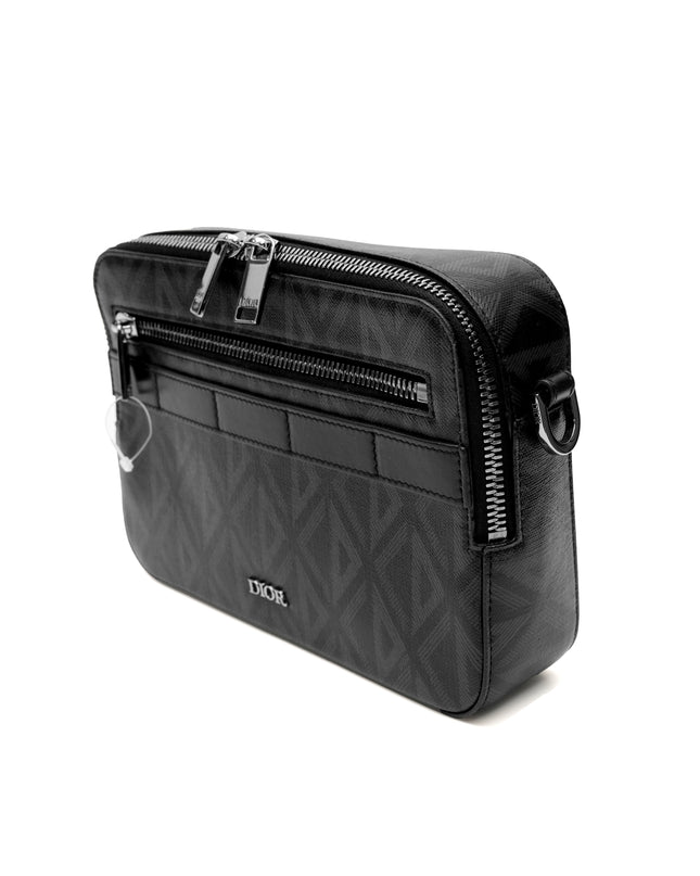 HOMME SAFARI CD DIAMOND PRINT SHOULDER BAG BLACK