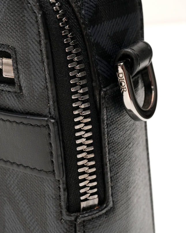 HOMME SAFARI CD DIAMOND PRINT SHOULDER BAG BLACK