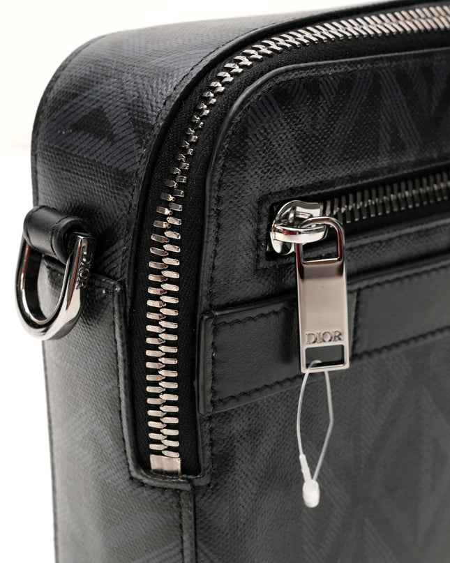 HOMME SAFARI CD DIAMOND PRINT SHOULDER BAG BLACK