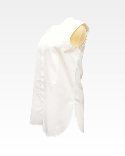COTTON SLEEVELESS DRESS WHITE WITH BEE EMBROIDERY - SIZE I38