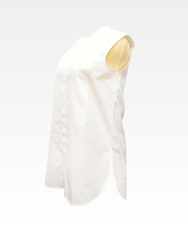COTTON SLEEVELESS DRESS WHITE WITH BEE EMBROIDERY - SIZE I38