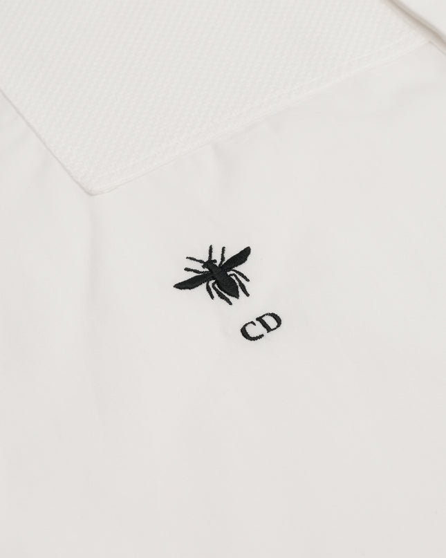 COTTON SLEEVELESS DRESS WHITE WITH BEE EMBROIDERY - SIZE I38