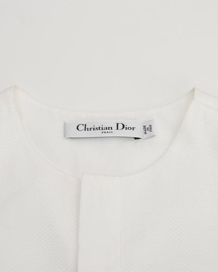 COTTON SLEEVELESS DRESS WHITE WITH BEE EMBROIDERY - SIZE I38