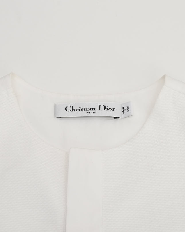 COTTON SLEEVELESS DRESS WHITE WITH BEE EMBROIDERY - SIZE I38