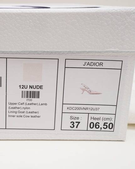 J’ADIOR PATENT LEATHER X FABRIC STRAP SLINGBACK PUMPS BEIGE X IVORY - SIZE 37