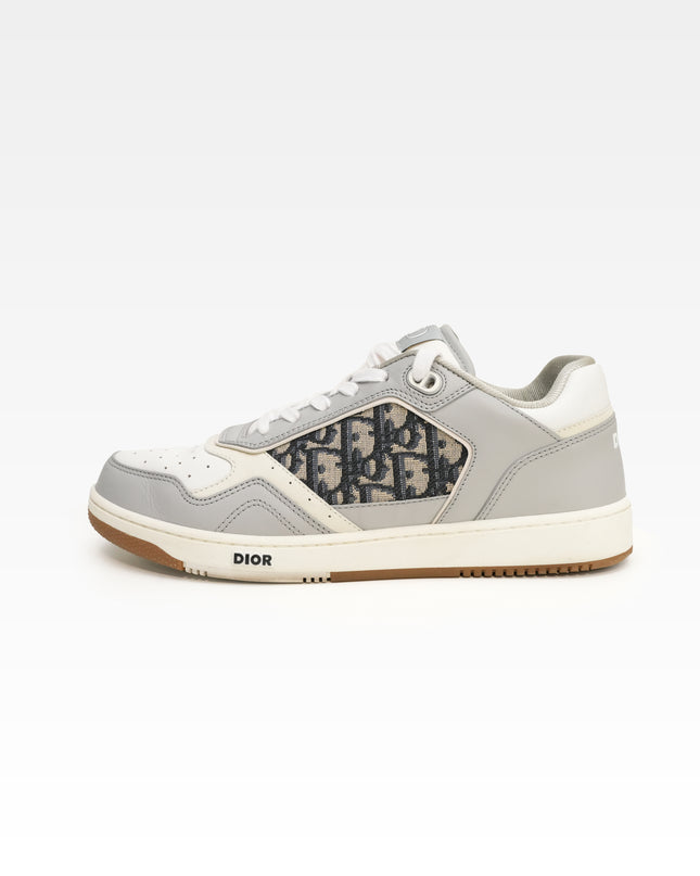 B27 CANVAS & LEATHER SNEAKERS GRAY WHITE OBLIQUE - SIZE 41.5