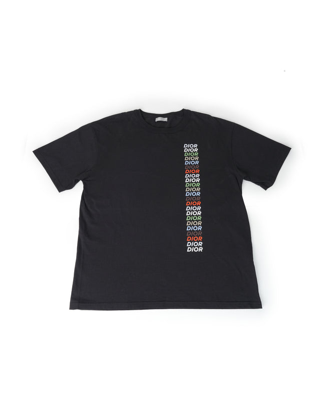COTTON T-SHIRT BLACK MULTICOLOR LOGO - SIZE L
