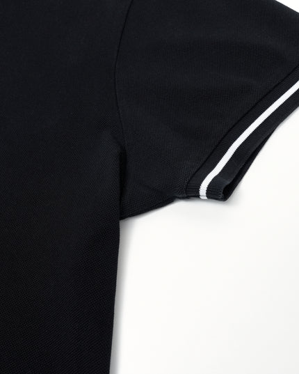 BLACK COTTON PIQUE POLO SHIRT with BEE EMBROIDERY