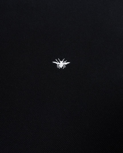 BLACK COTTON PIQUE POLO SHIRT with BEE EMBROIDERY