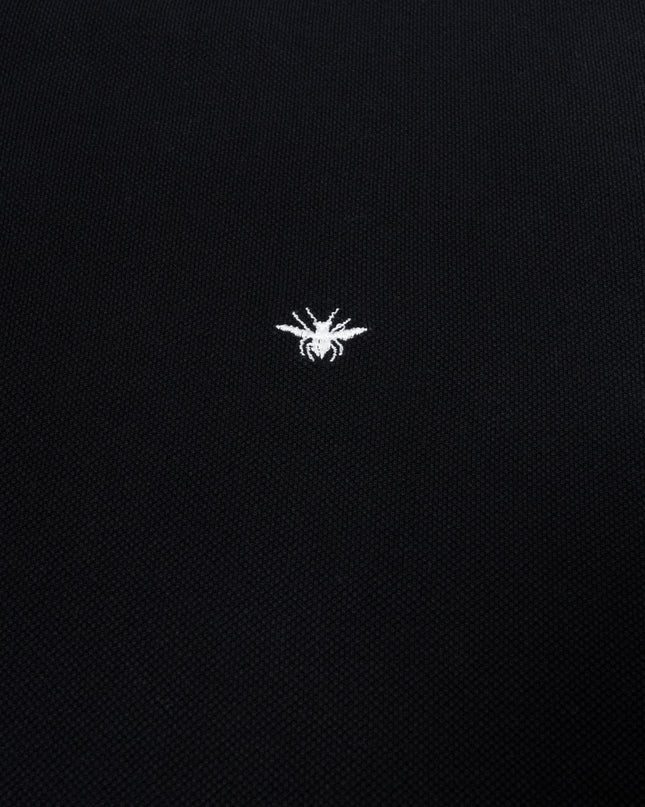 BLACK COTTON PIQUE POLO SHIRT with BEE EMBROIDERY