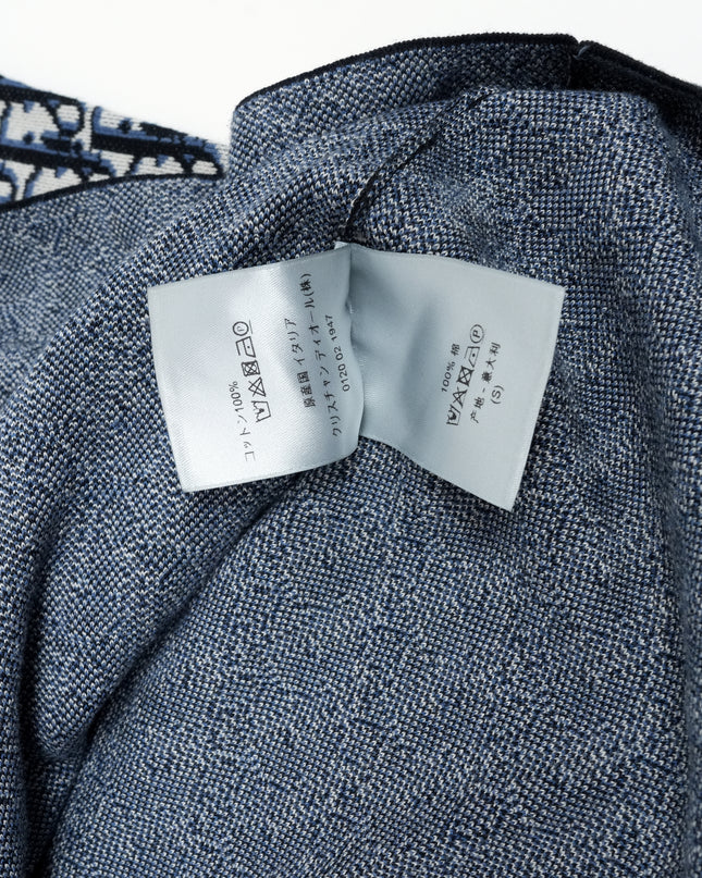 NAVY & CREAM OBLIQUE MONOGRAM KNIT SHIRT