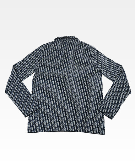 NAVY & CREAM OBLIQUE MONOGRAM KNIT SHIRT