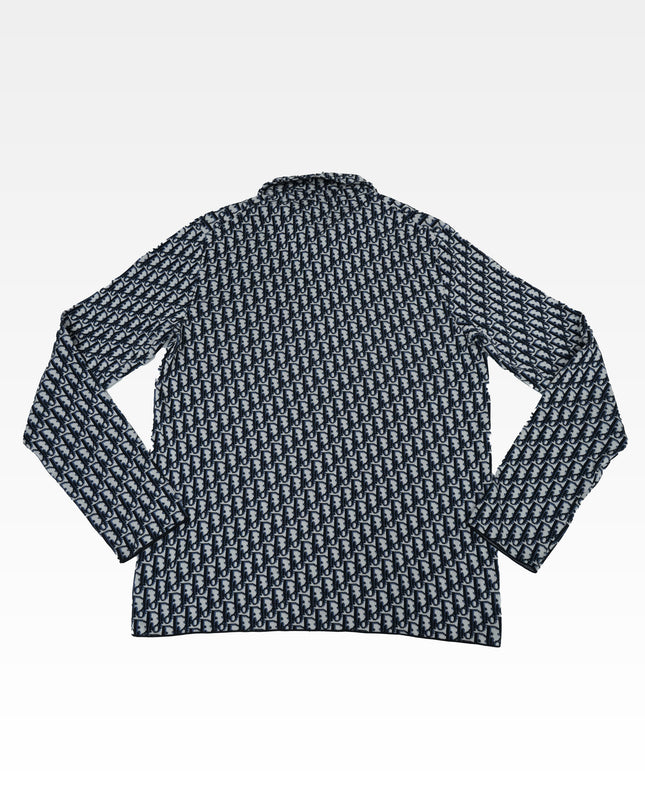 NAVY & CREAM OBLIQUE MONOGRAM KNIT SHIRT