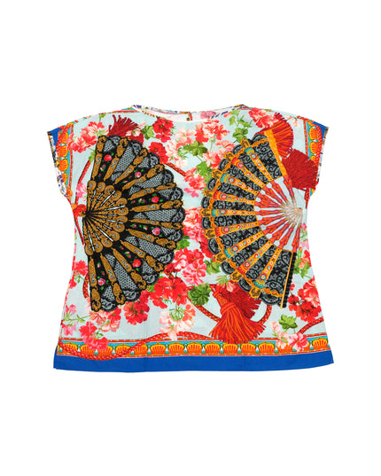 PRINTED BATEUE NECKLINE T-SHIRT