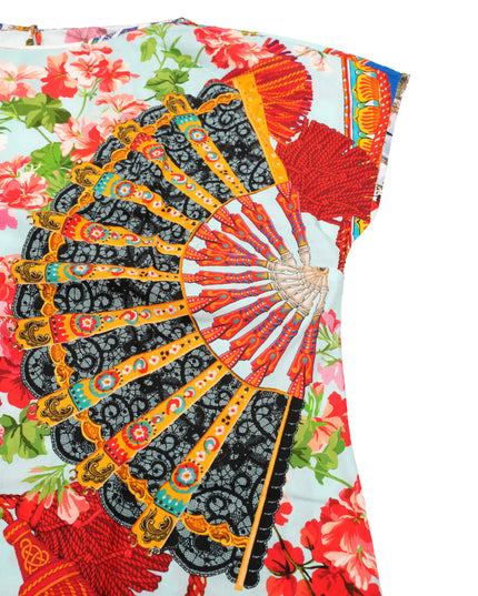 PRINTED BATEUE NECKLINE T-SHIRT