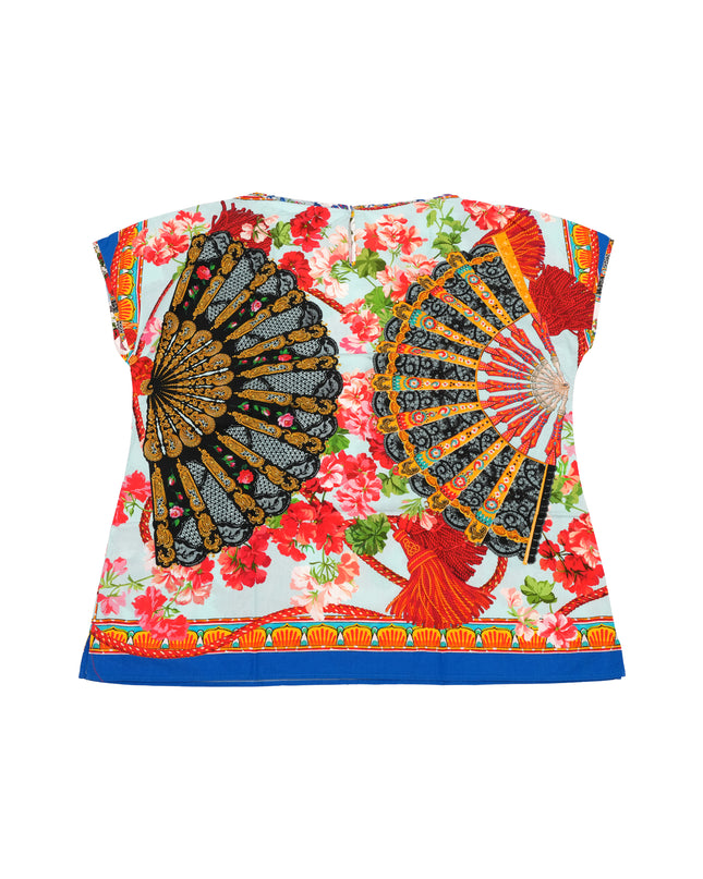 PRINTED BATEUE NECKLINE T-SHIRT