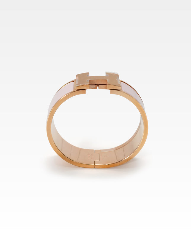 CLIC-CLAC H PM WIDE BANGLE BRACELET - ROSE CANDEUR
