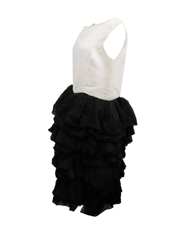 WHITE X BLACK RUFFLE DRESS