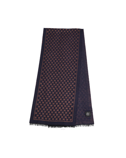 GG SCARF (SILK X WOOL X METAL FIBER) NAVY