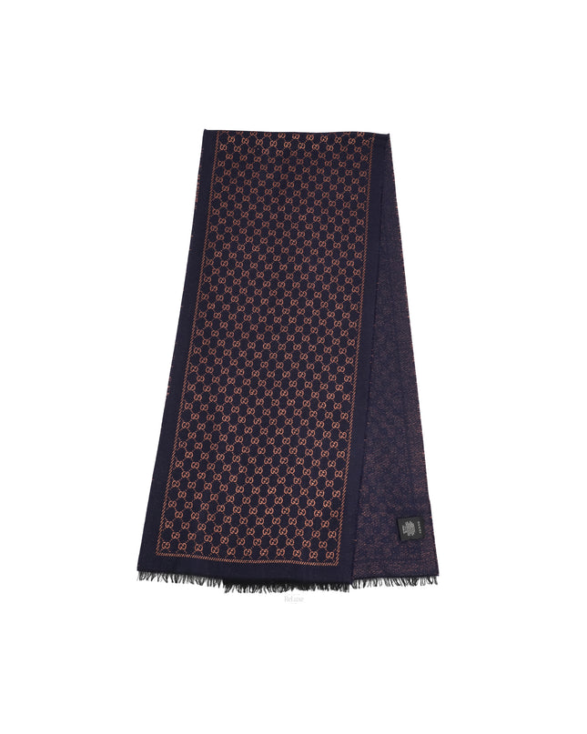 GG SCARF (SILK X WOOL X METAL FIBER) NAVY