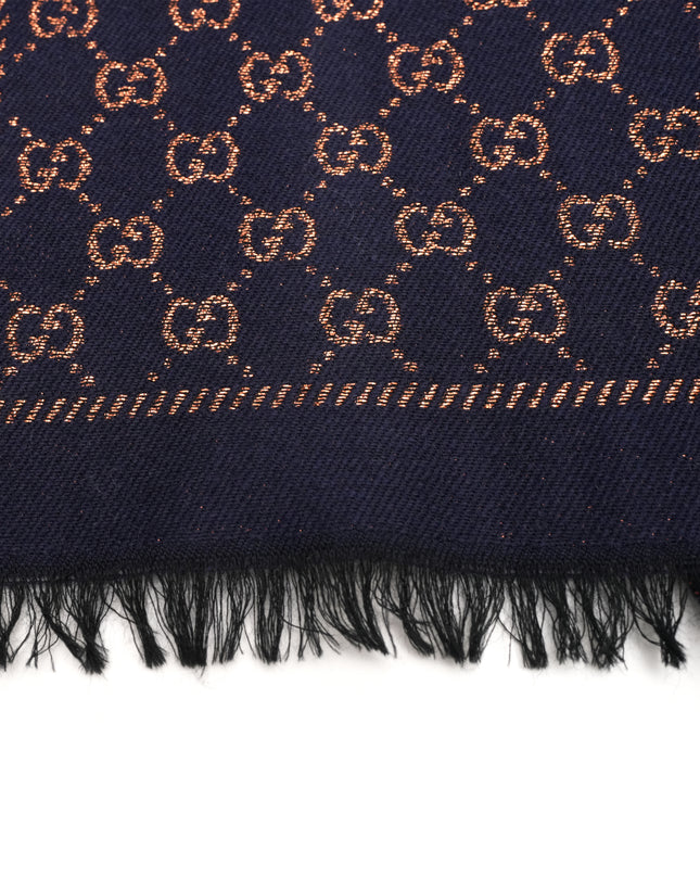 GG SCARF (SILK X WOOL X METAL FIBER) NAVY
