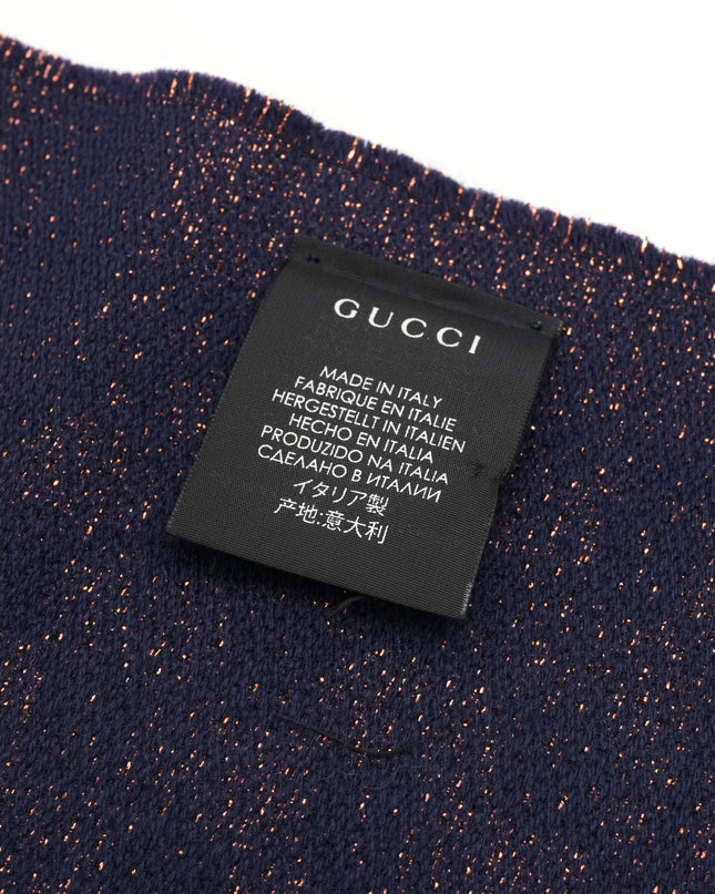 GG SCARF (SILK X WOOL X METAL FIBER) NAVY