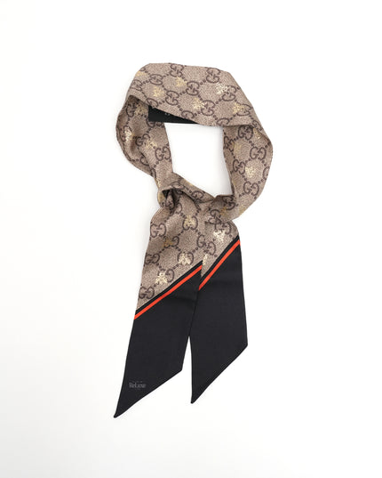 GG AND BEE-JACQUARD SILK-TWILL SCARF