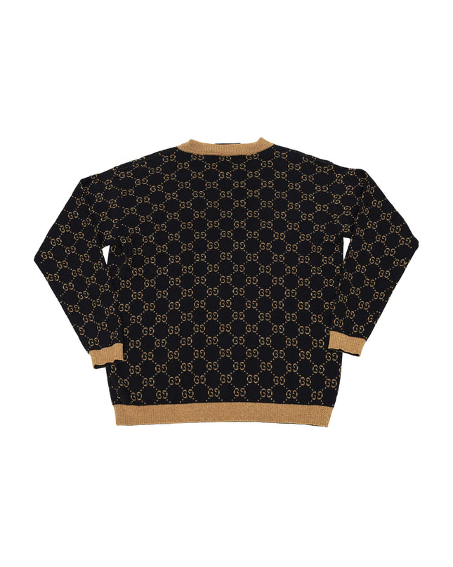 NAVY GG COTTON LAMÉ CARDIGAN
